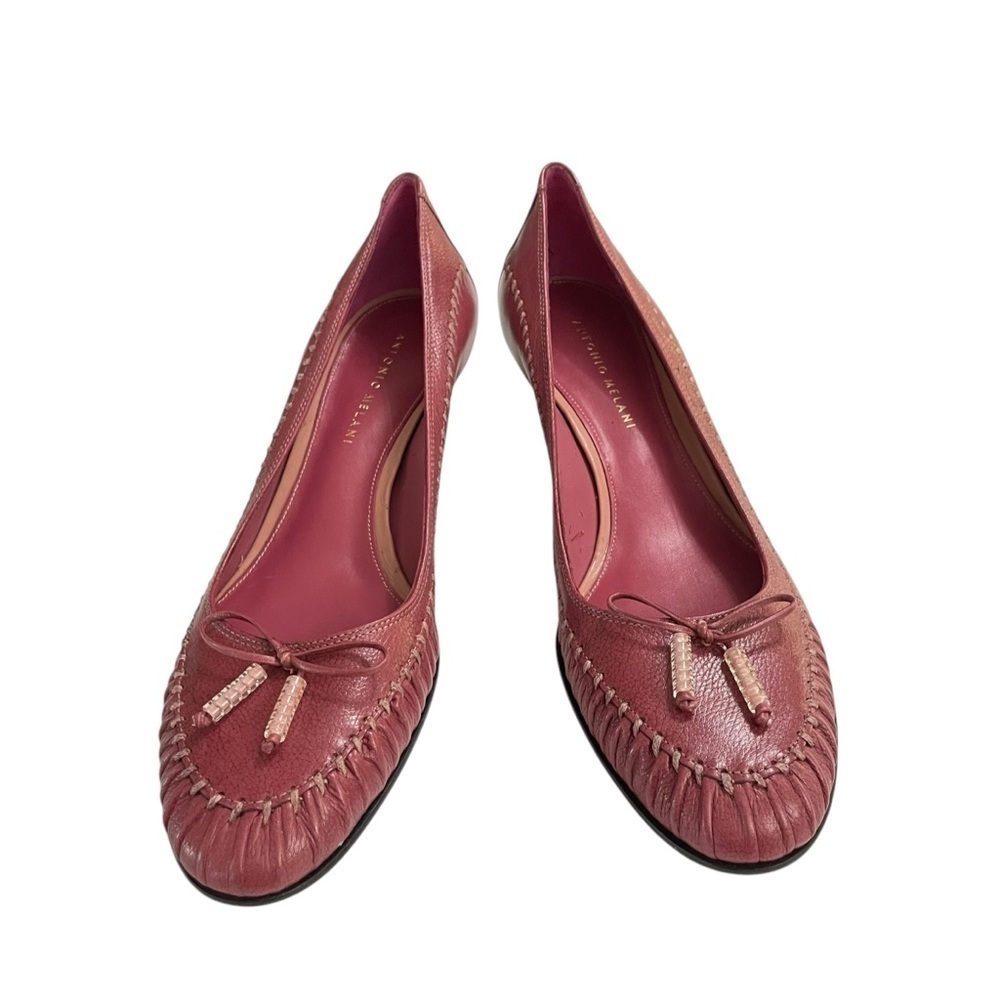 Antonio Melani Shoes Margherit 001 Dusty Rose Pink Leather With Bow Low Heels 9M - Picture 6 of 15